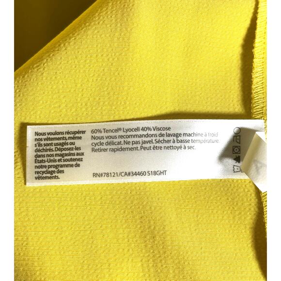 Eileen Fischer Tencel Viscose Crepe V-Neck Short Dress Yellow Size Medium - Picture 5 of 7